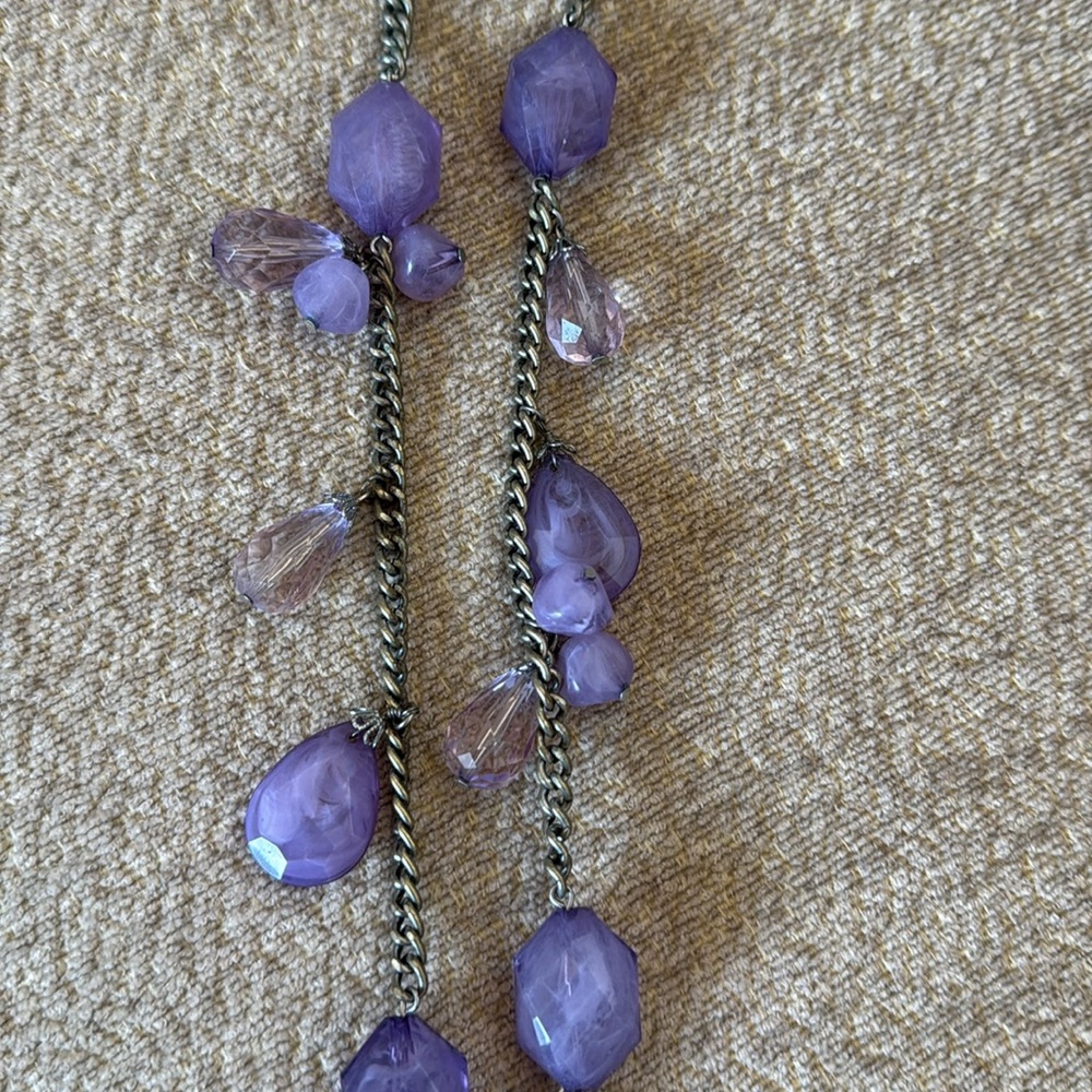 EUC Vintage LOFT Elegant Purple Beaded Necklace with Silver Chain, 19” - Picture 5 of 6